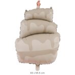 Balon din Folie Metalizata, Embo, Figurina Animata, Model Tort, 96 x 55.5 cm, Ambalaj Individual, Pai Inclus, Umflare cu Aer sau Heliu, Maro - imagine 2