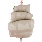 Balon din Folie Metalizata, Embo, Figurina Animata, Model Tort, 96 x 55.5 cm, Ambalaj Individual, Pai Inclus, Umflare cu Aer sau Heliu, Maro