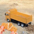 Camion Basculanta Jucarie pentru Copii, Embo, Jucarie Camion Basculanta cu Telecomanda, Jucarie de Constructie, Acumulator cu Incarcare USB, 28 x 13 x 9 cm, Galben - imagine 3