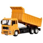 Camion Basculanta Jucarie pentru Copii, Embo, Jucarie Camion Basculanta cu Telecomanda, Jucarie de Constructie, Acumulator cu Incarcare USB, 28 x 13 x 9 cm, Galben