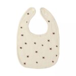Baveta in Forma de U, Embo, din Bumbac, pentru Copii 0-12 Luni, Rezistenta la Apa, cu Capse, Model cu Stelute, 21x30 cm, Crem