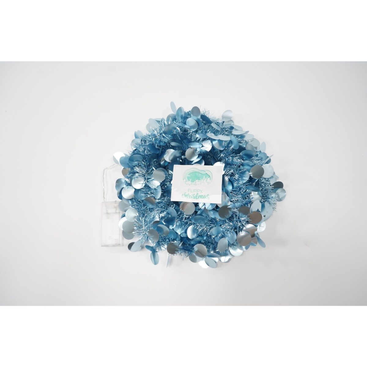 Beteala Craciun cu LED, Albastra, model cu paiete rotunde, 2 m x 5 cm, PVC, Sir, Artificiala, Embo - imagine 4