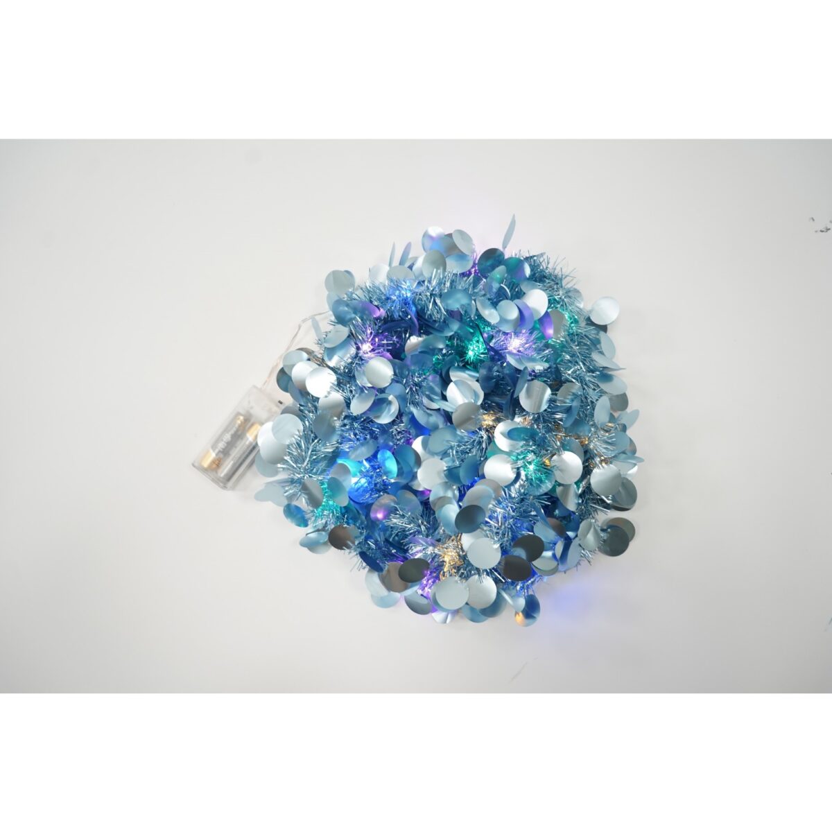 Beteala Craciun cu LED, Albastra, model cu paiete rotunde, 2 m x 5 cm, PVC, Sir, Artificiala, Embo - imagine 6