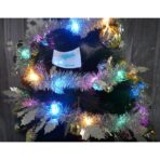 Beteala Craciun cu LED, Argintie, model cu frunze, 2 m x 6 cm, PVC, Sir, Artificiala, Embo - imagine 3