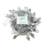 Beteala Craciun cu LED, Argintie, model cu frunze, 2 m x 6 cm, PVC, Sir, Artificiala, Embo