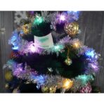 Beteala Craciun cu LED, Argintie, model cu fulgi de nea, 2 m x 5 cm, PVC, Sir, Artificiala, Embo - imagine 3