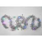 Beteala Craciun cu LED, Argintie, model cu fulgi de nea, 2 m x 5 cm, PVC, Sir, Artificiala, Embo - imagine 5