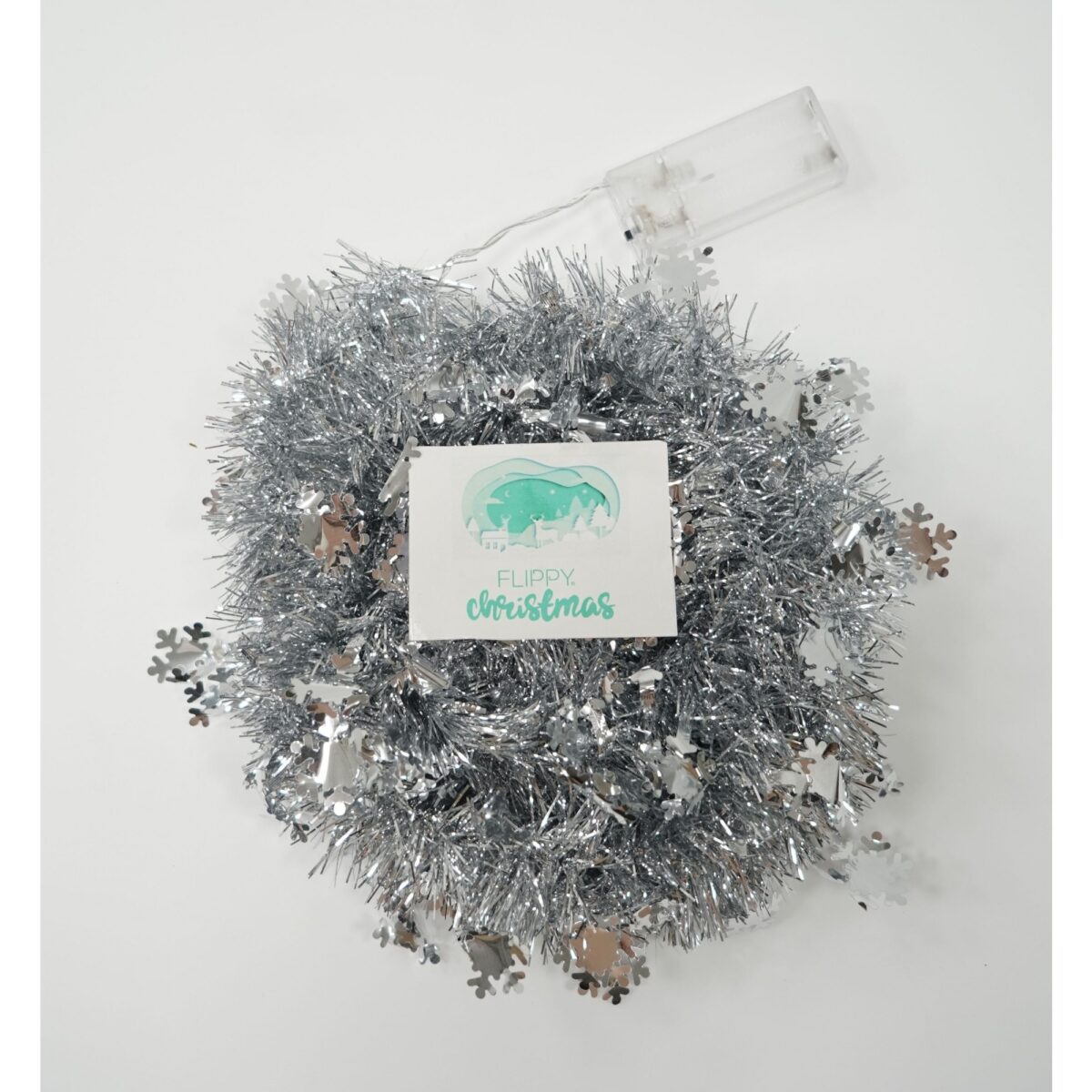 Beteala Craciun cu LED, Argintie, model cu fulgi de nea, 2 m x 5 cm, PVC, Sir, Artificiala, Embo - imagine 6
