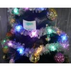 Beteala Craciun cu LED, Argintie, model cu stelute, 2 m x 5 cm, PVC, Sir, Artificiala, Embo - imagine 3