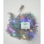 Beteala Craciun cu LED, Argintie, model cu stelute, 2 m x 5 cm, PVC, Sir, Artificiala, Embo - imagine 4