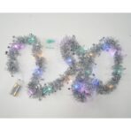 Beteala Craciun cu LED, Argintie, model cu stelute, 2 m x 5 cm, PVC, Sir, Artificiala, Embo - imagine 5