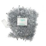 Beteala Craciun cu LED, Argintie, model cu stelute, 2 m x 5 cm, PVC, Sir, Artificiala, Embo
