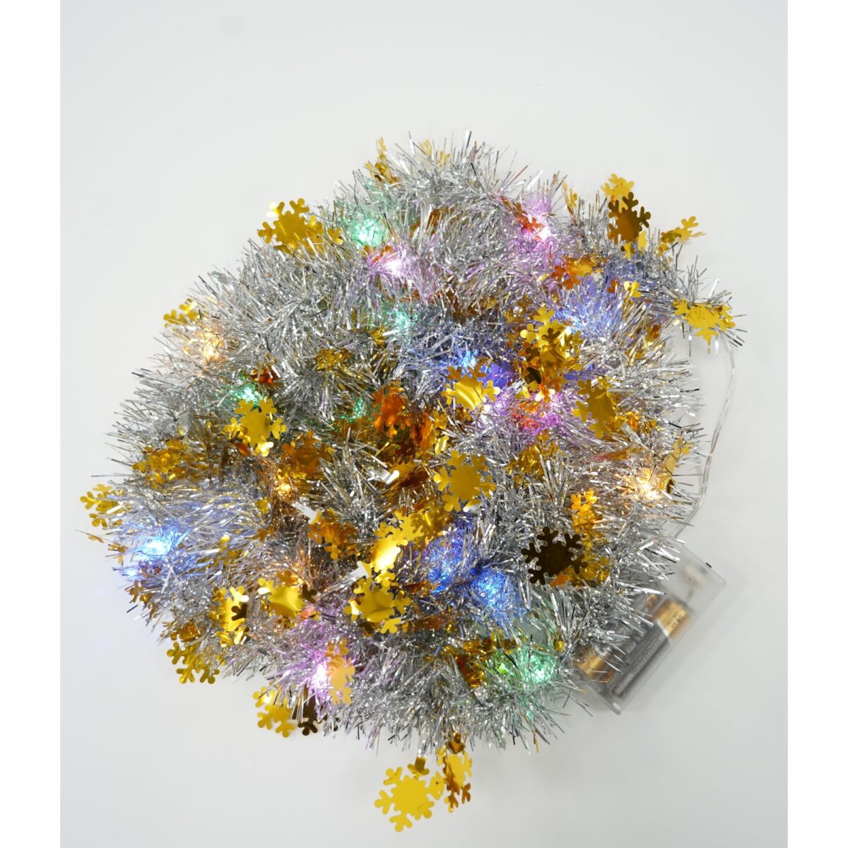 Beteala Craciun cu LED, Aurie, model cu fulgi de nea, 2 m x 5 cm, PVC, Sir, Artificiala, Embo - imagine 3