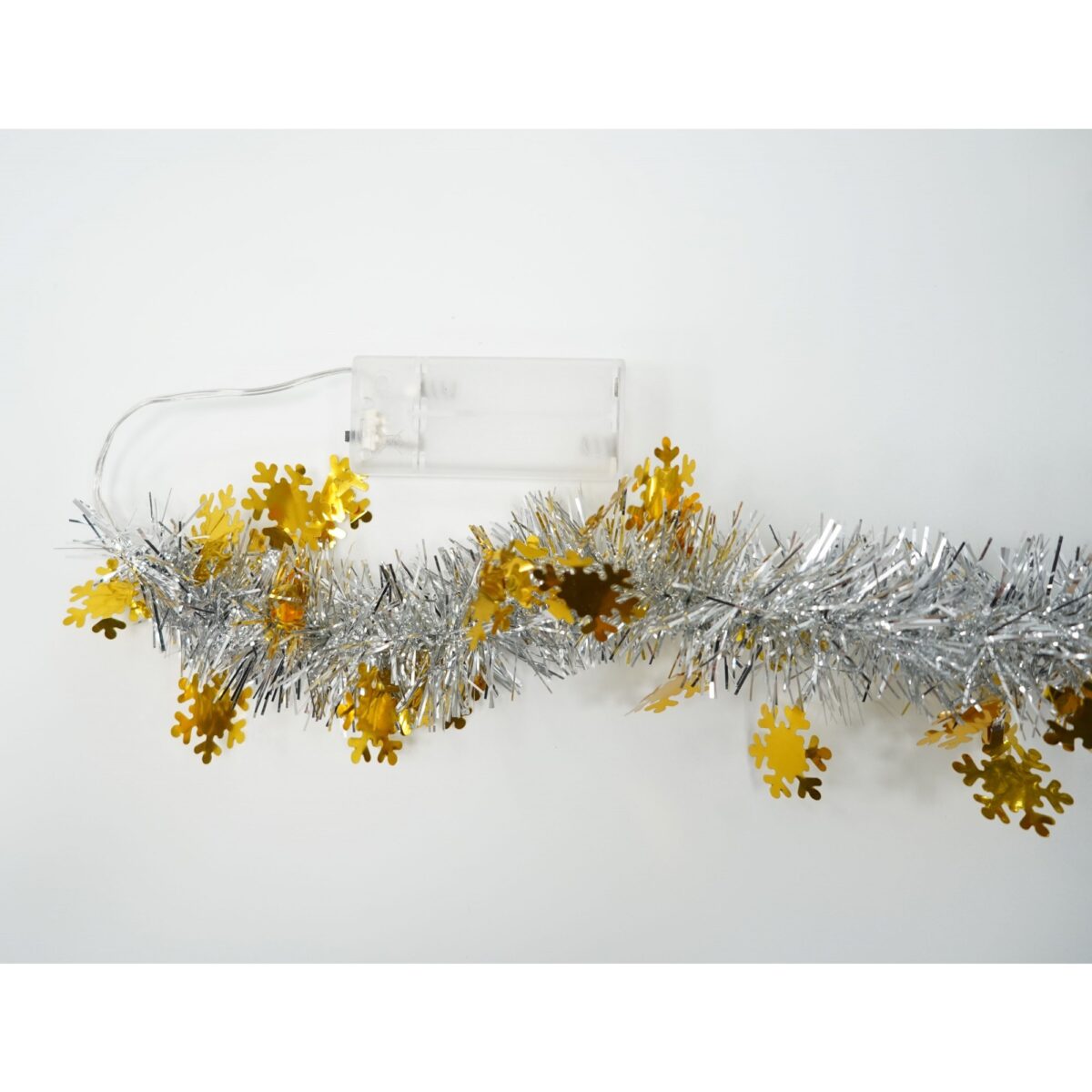 Beteala Craciun cu LED, Aurie, model cu fulgi de nea, 2 m x 5 cm, PVC, Sir, Artificiala, Embo - imagine 6