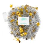 Beteala Craciun cu LED, Aurie, model cu fulgi de nea, 2 m x 5 cm, PVC, Sir, Artificiala, Embo