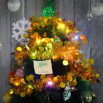 Beteala Craciun cu LED, Aurie, model cu paiete rotunde, 2 m x 5 cm, PVC, Sir, Artificiala, Embo - imagine 2