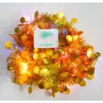 Beteala Craciun cu LED, Aurie, model cu paiete rotunde, 2 m x 5 cm, PVC, Sir, Artificiala, Embo - imagine 3