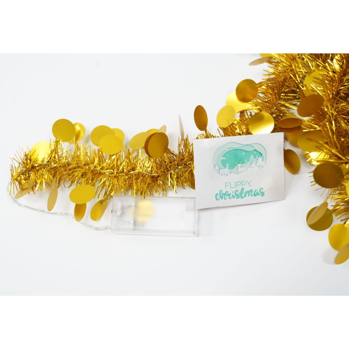 Beteala Craciun cu LED, Aurie, model cu paiete rotunde, 2 m x 5 cm, PVC, Sir, Artificiala, Embo - imagine 6