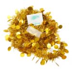 Beteala Craciun cu LED, Aurie, model cu paiete rotunde, 2 m x 5 cm, PVC, Sir, Artificiala, Embo