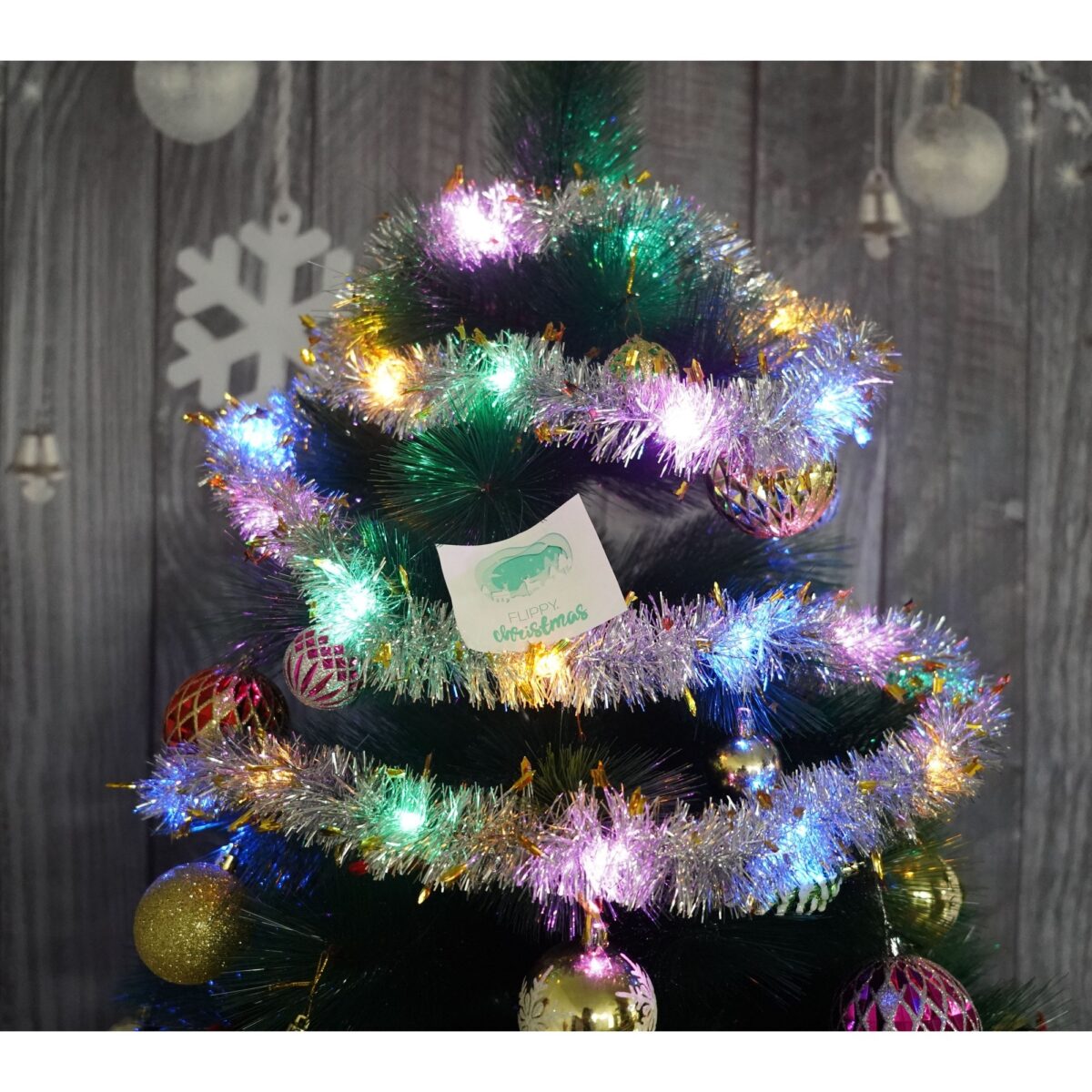 Beteala Craciun cu LED, Aurie, model cu stelute, 2 m x 5 cm, PVC, Sir, Artificiala, Embo - imagine 2