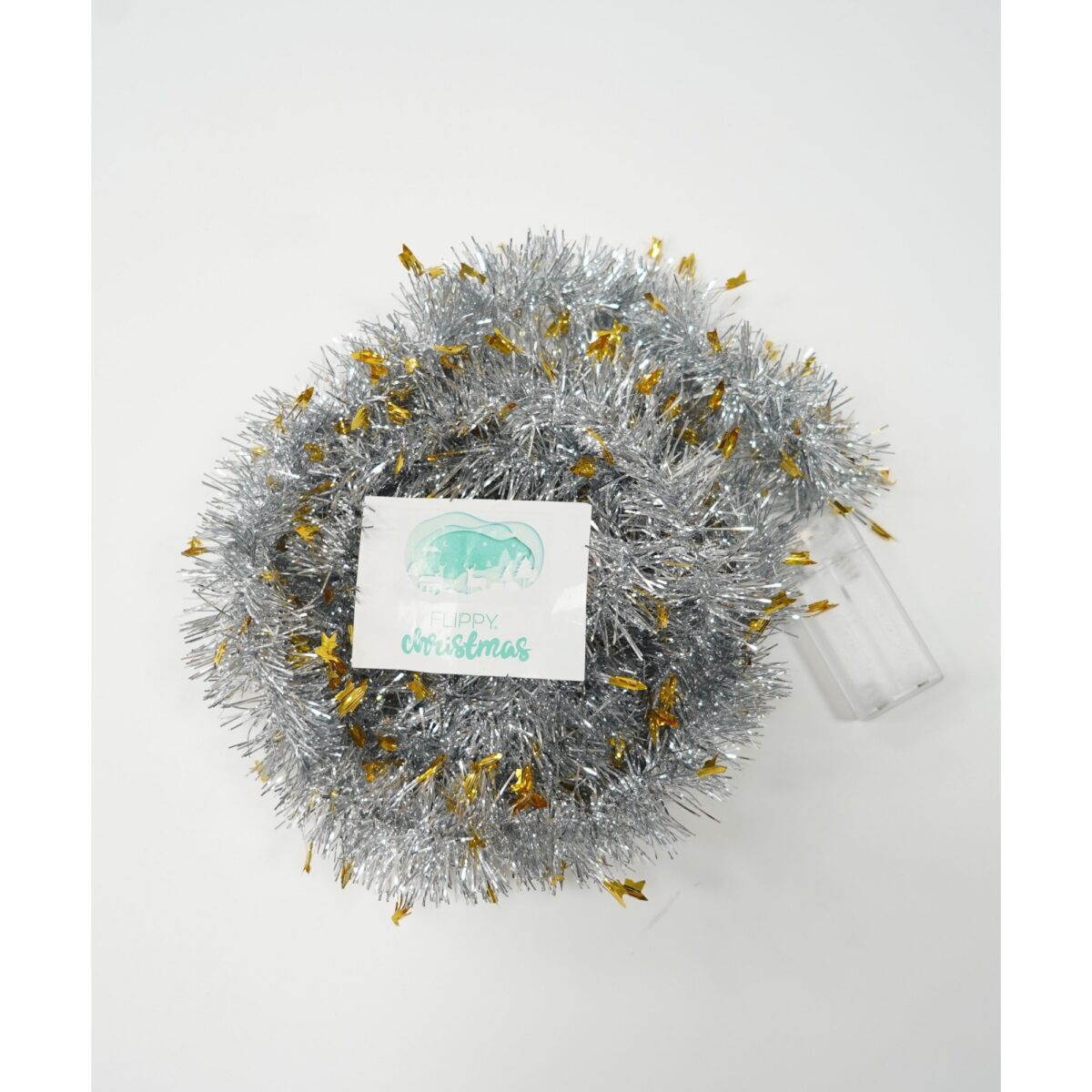 Beteala Craciun cu LED, Aurie, model cu stelute, 2 m x 5 cm, PVC, Sir, Artificiala, Embo - imagine 3