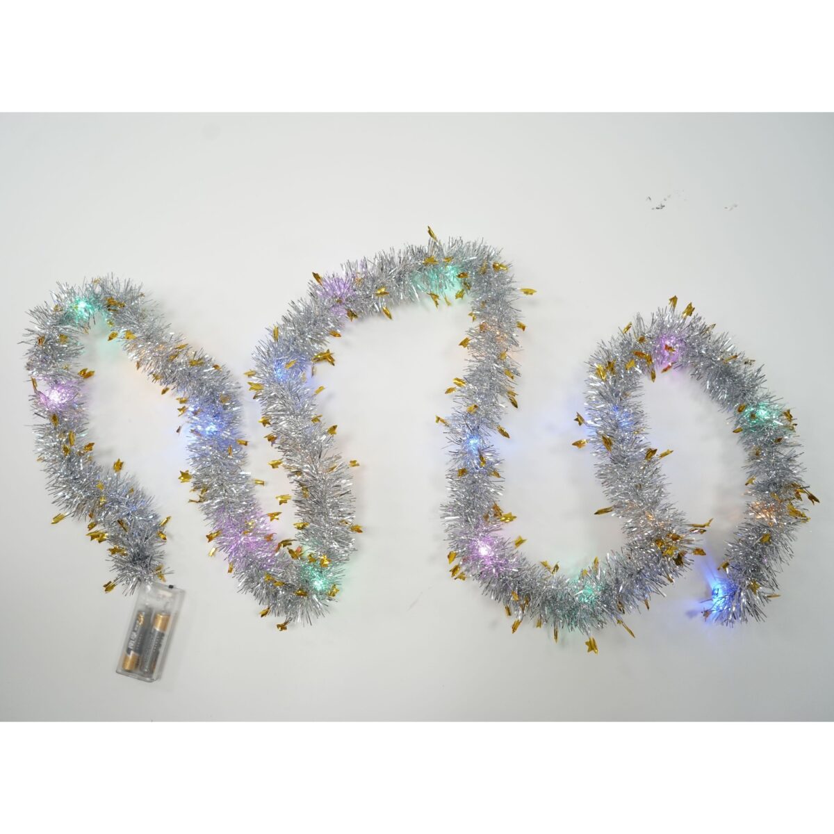 Beteala Craciun cu LED, Aurie, model cu stelute, 2 m x 5 cm, PVC, Sir, Artificiala, Embo - imagine 5