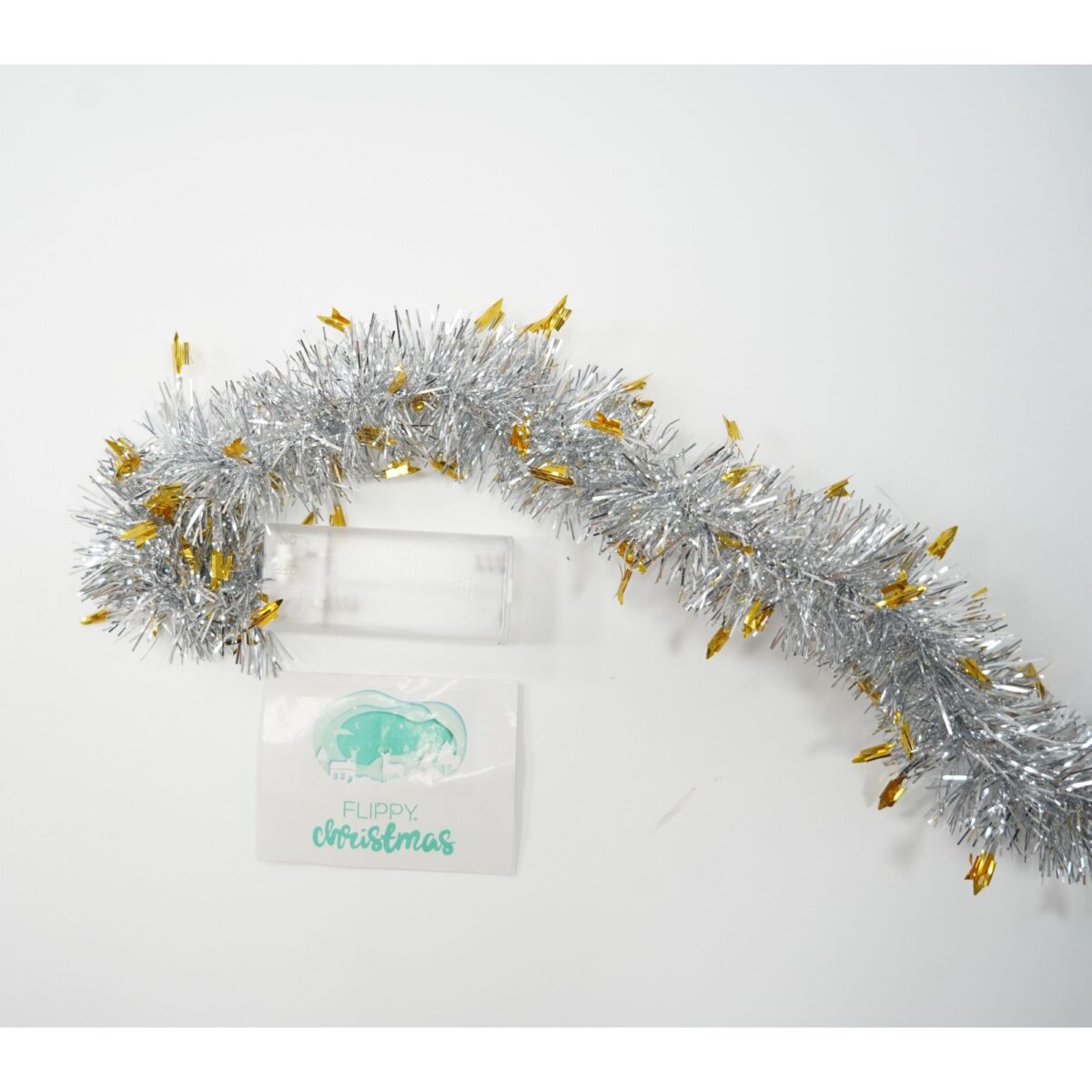 Beteala Craciun cu LED, Aurie, model cu stelute, 2 m x 5 cm, PVC, Sir, Artificiala, Embo - imagine 6