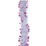 Beteala de Craciun cu LED, Embo, 2 m, 5 cm Grosime, din PVC, Model cu Stelute, Artificiala, Mov/Argintiu