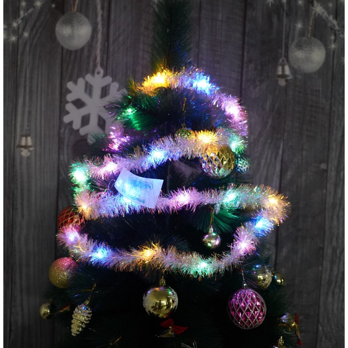 Beteala Craciun cu LED, Multicolora, simpla, 2 m x 5 cm, PVC, Sir, Artificiala, Embo - imagine 2