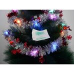 Beteala Craciun cu LED, Rosie, model cu fulgi de nea, 2 m x 5 cm, PVC, Sir, Artificiala, Embo - imagine 3