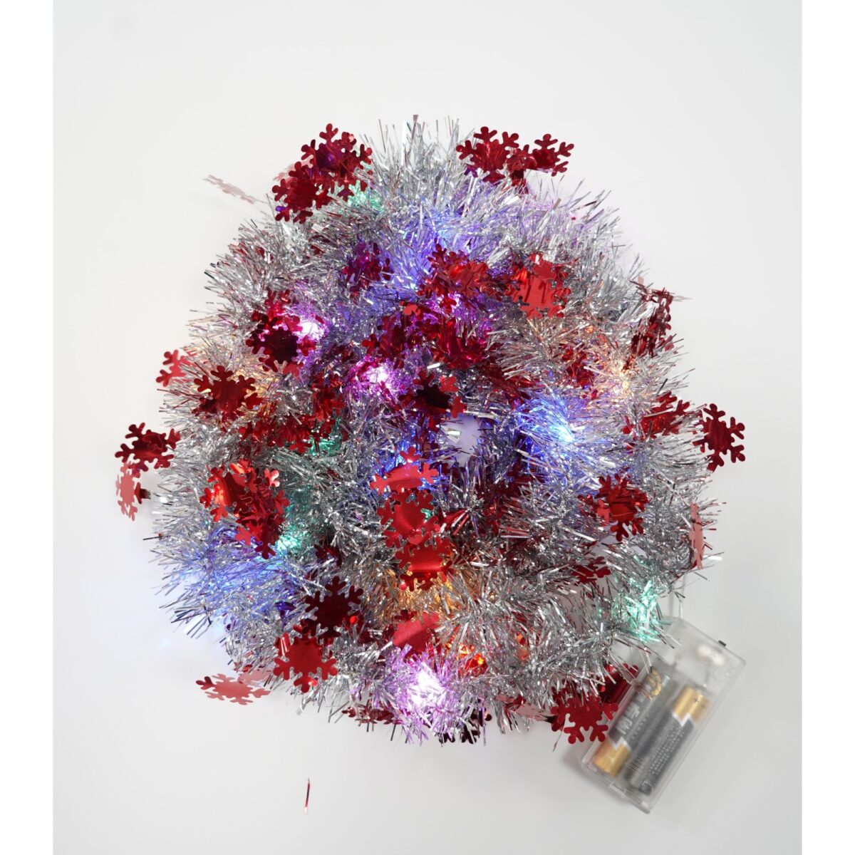 Beteala Craciun cu LED, Rosie, model cu fulgi de nea, 2 m x 5 cm, PVC, Sir, Artificiala, Embo - imagine 4