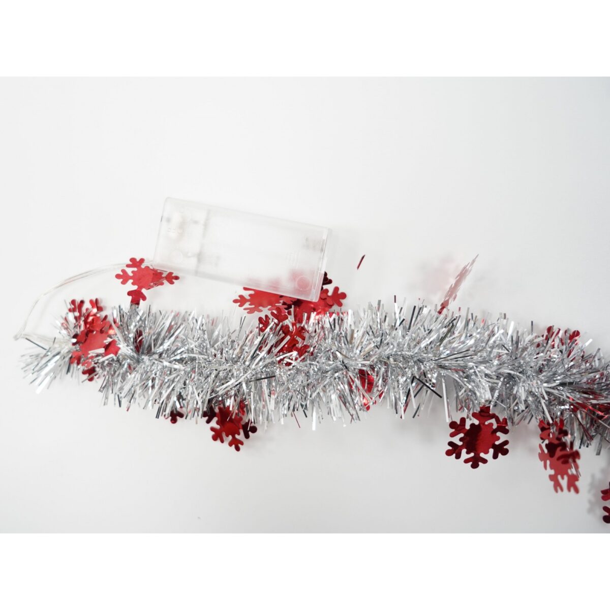 Beteala Craciun cu LED, Rosie, model cu fulgi de nea, 2 m x 5 cm, PVC, Sir, Artificiala, Embo - imagine 6