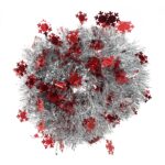 Beteala Craciun cu LED, Rosie, model cu fulgi de nea, 2 m x 5 cm, PVC, Sir, Artificiala, Embo