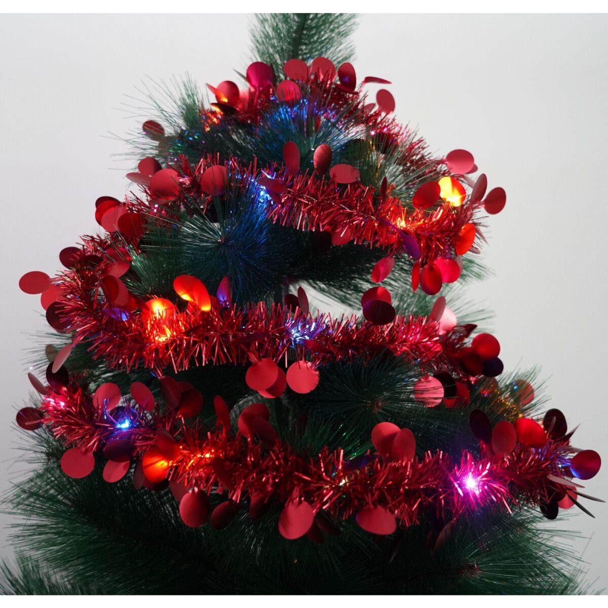 Beteala Craciun cu LED, Rosie, model cu paiete rotunde, 2 m x 5 cm, PVC, Sir, Artificiala, Embo - imagine 2