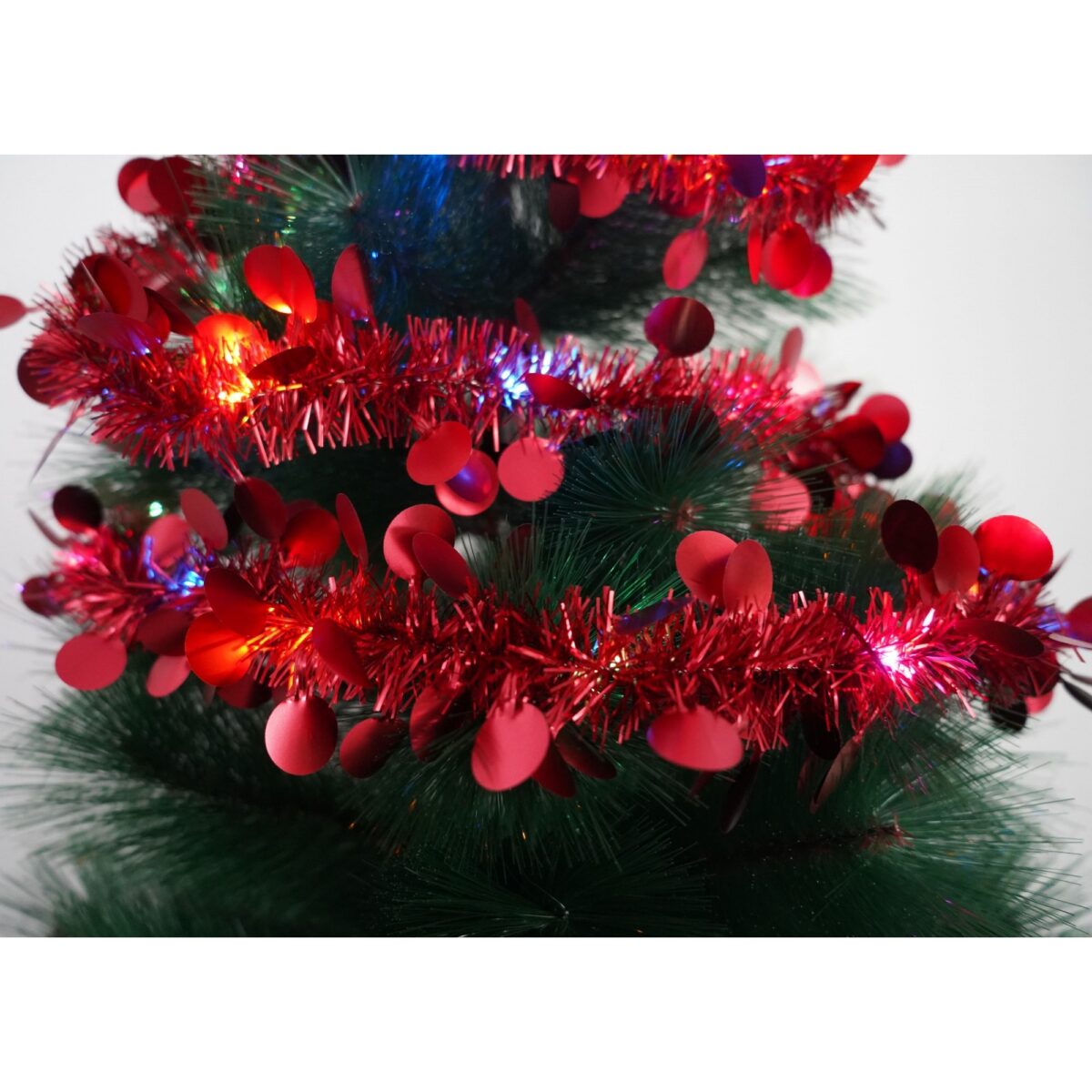 Beteala Craciun cu LED, Rosie, model cu paiete rotunde, 2 m x 5 cm, PVC, Sir, Artificiala, Embo - imagine 3