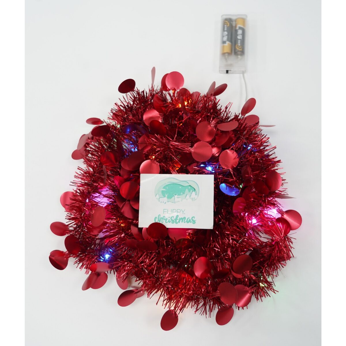 Beteala Craciun cu LED, Rosie, model cu paiete rotunde, 2 m x 5 cm, PVC, Sir, Artificiala, Embo - imagine 4