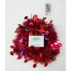 Beteala Craciun cu LED, Rosie, model cu paiete rotunde, 2 m x 5 cm, PVC, Sir, Artificiala, Embo - imagine 4