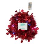 Beteala Craciun cu LED, Rosie, model cu paiete rotunde, 2 m x 5 cm, PVC, Sir, Artificiala, Embo