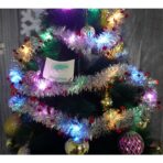 Beteala Craciun cu LED, Rosie, model cu stelute, 2 m x 5 cm, PVC, Sir, Artificiala, Embo - imagine 2