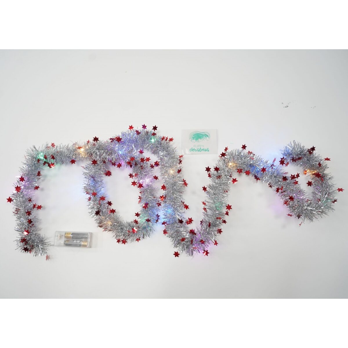 Beteala Craciun cu LED, Rosie, model cu stelute, 2 m x 5 cm, PVC, Sir, Artificiala, Embo - imagine 5