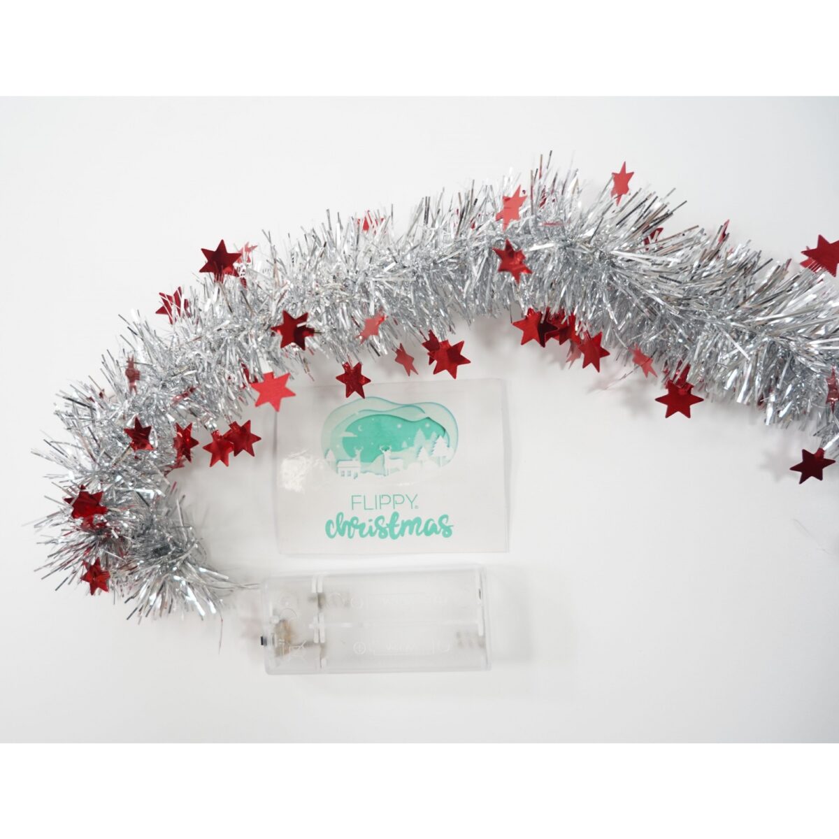 Beteala Craciun cu LED, Rosie, model cu stelute, 2 m x 5 cm, PVC, Sir, Artificiala, Embo - imagine 6