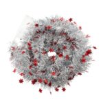 Beteala Craciun cu LED, Rosie, model cu stelute, 2 m x 5 cm, PVC, Sir, Artificiala, Embo