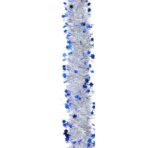 Beteala de Craciun cu LED, Embo, 2 m, 5 cm Grosime, din PVC, Model cu Stelute, Artificiala, Albastru/Argintiu