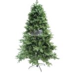 Brad artificial de Craciun, clasic bogat, pentru interior/exterior, inaltime 150 cm, 390 ramuri bogate, Embo, verde, suport metalic inclus