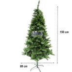 Brad artificial de Craciun, clasic, pentru interior/exterior, inaltime 150 cm, diametru 88 cm, 437 ramuri, Embo, verde, suport metalic inclus - imagine 6