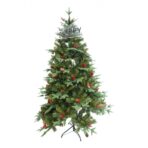 Brad Artificial bogat de Craciun Premium, Embo, 2.10 m inaltime, suport metalic inclus, Verde, Decorat, Interior/ Exterior, 1172 ramuri