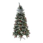 Brad Artificial de Craciun, Embo, Sectionat pentru Perete/ Colt, 2.10 m inaltime, Verde, Decorat, Diametru Inferior 106 cm, Interior/ Exterior