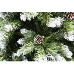 Brad artificial de Craciun nins, decorat cu conuri pin, pentru perete/colt, inaltime 210 cm, diametru 149 cm, 1224 ramuri, Embo, verde, suport metalic inclus - imagine 4