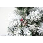Brad artificial de Craciun nins intens, decorat cu conuri pin, pentru interior/exterior, inaltime 180 cm, diametru 120 cm, 502 ramuri, Embo, alb/verde, suport metalic inclus - imagine 3