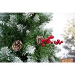 Brad artificial de Craciun Premium tip nins, decorat cu conuri pin rosii, inaltime 240 cm, 863 ramuri bogate, Embo, verde, suport metalic inclus - imagine 4